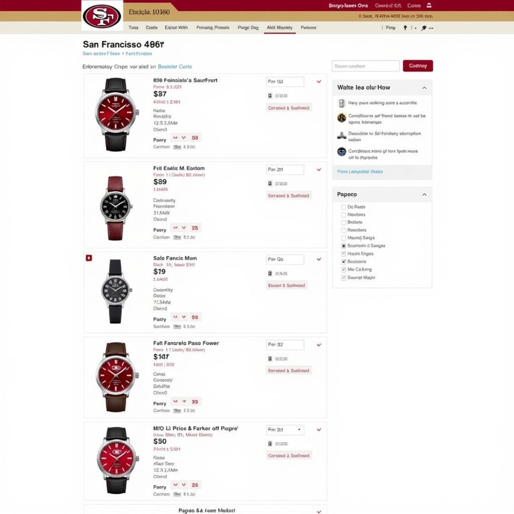 Browsing an Online Store for San Francisco 49ers Watches