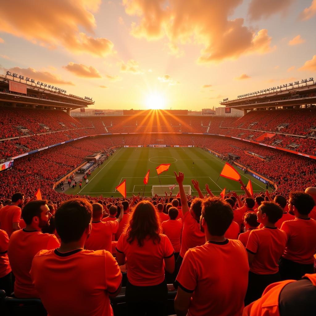 Fans cheering for an orange sports team