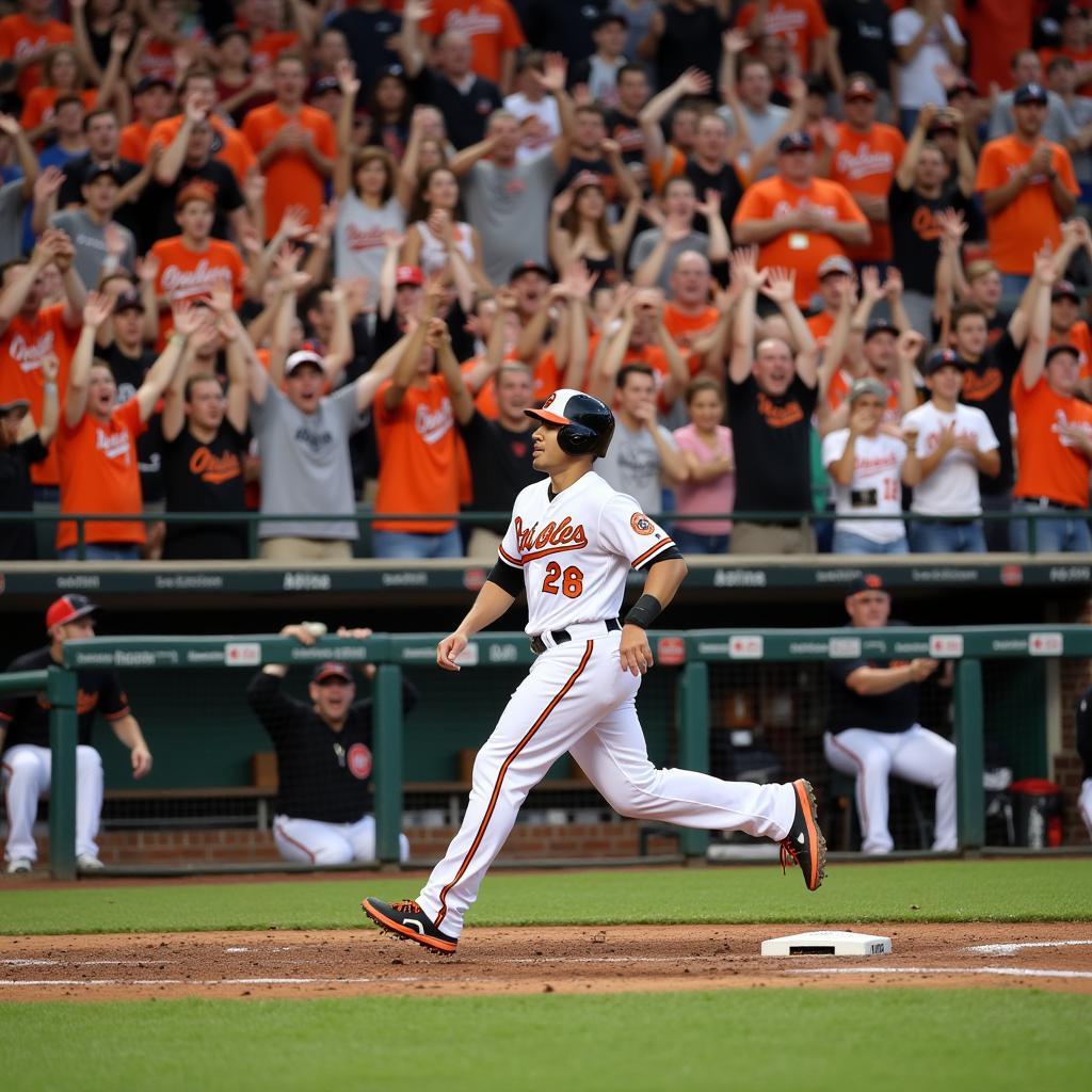 Orioles Fans Celebrating a Home Run