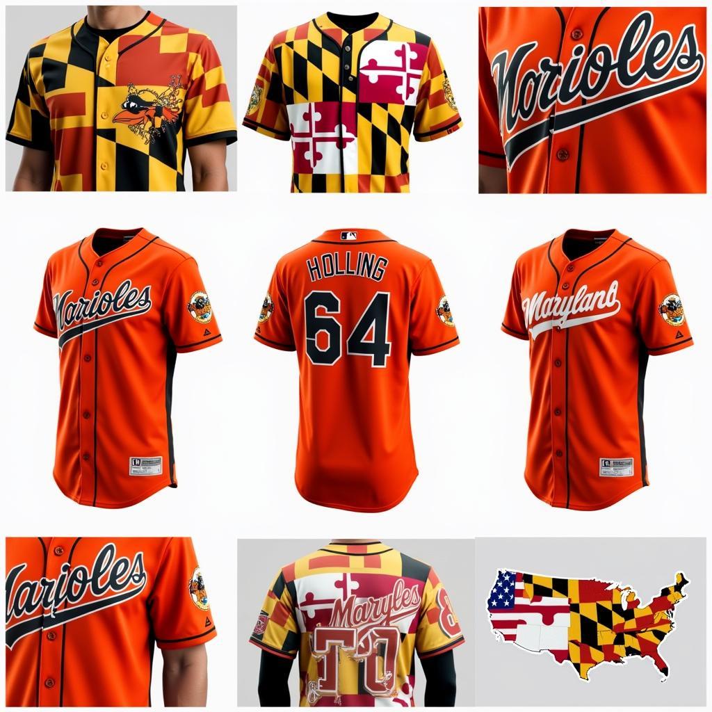 Different Styles of Orioles Jerseys with Maryland Flag Designs