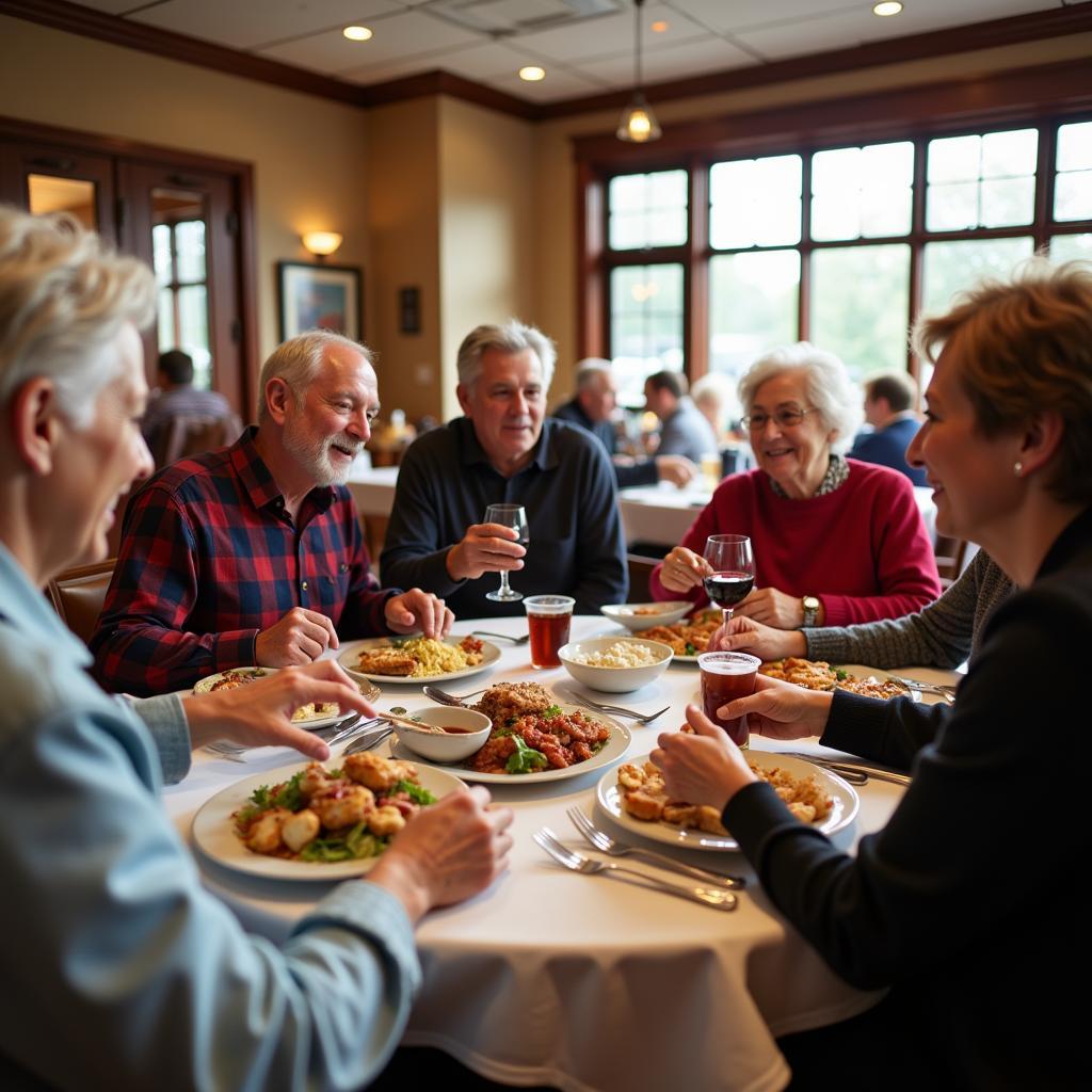 Orland Park Seniors enjoying a meal on their trip