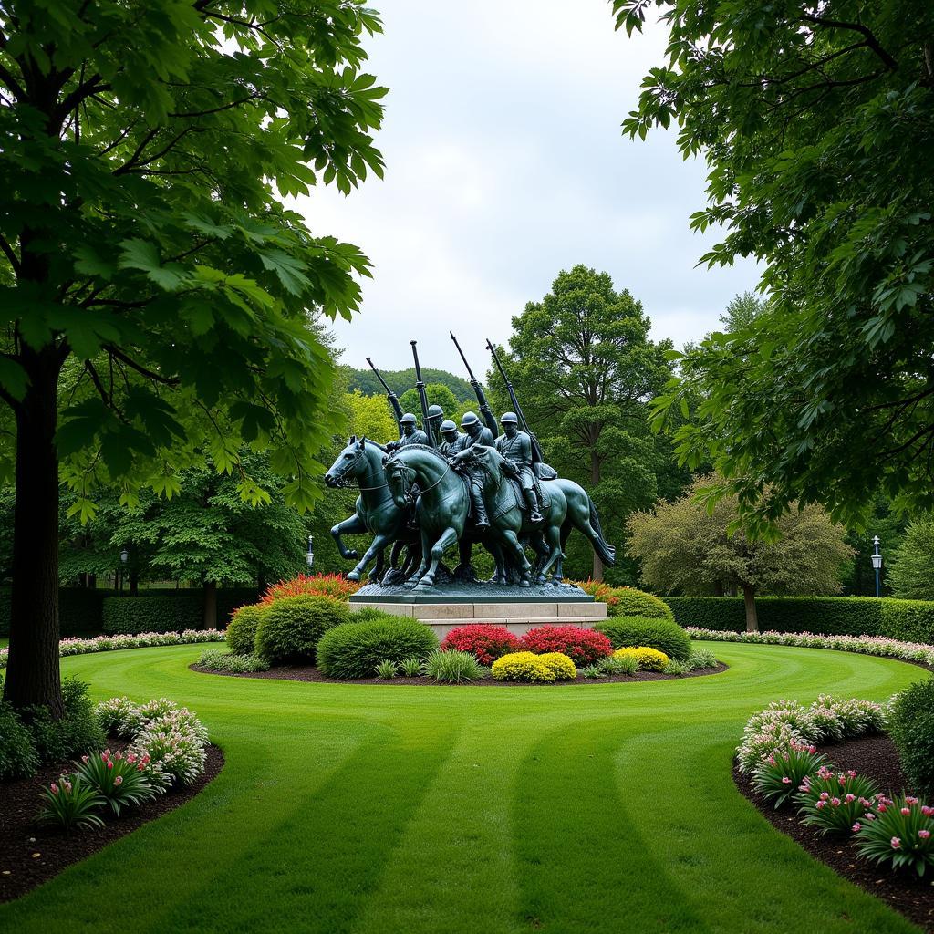 Outdoor Military Statue Placement