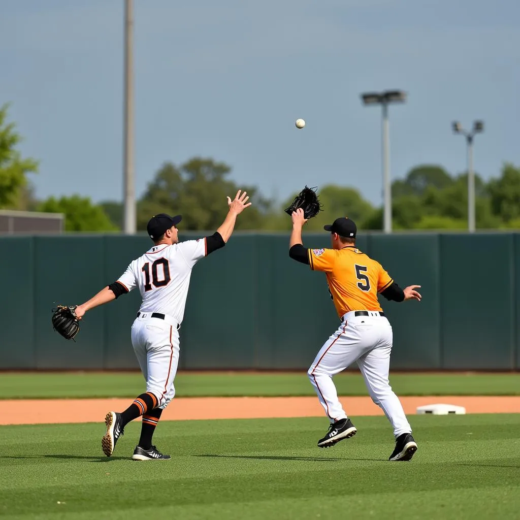 Outfielders Tracking Fly Ball