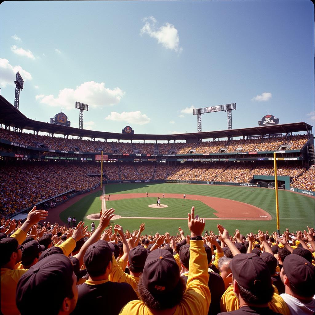 San Diego Padres fans celebrating during the 1984 World Series