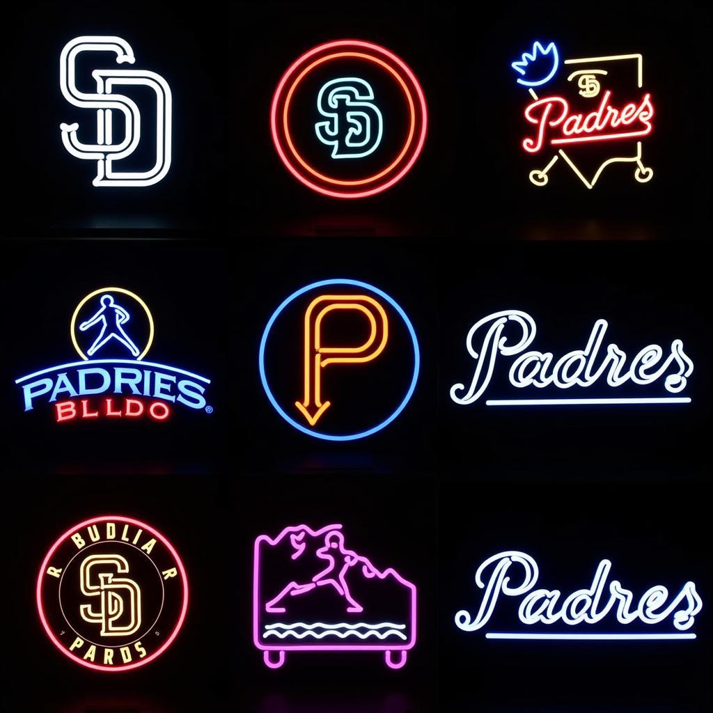 Various Padres neon sign designs