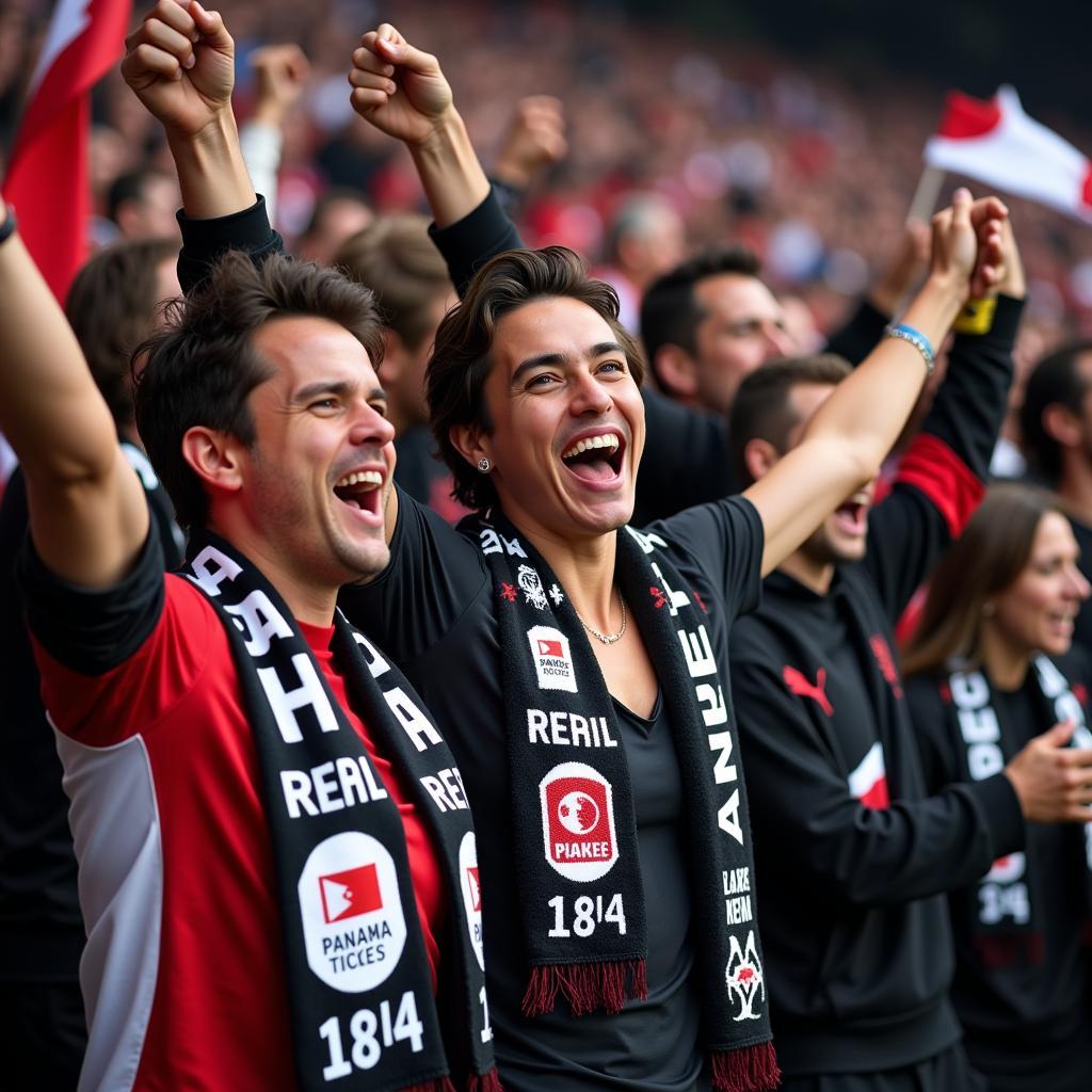 Beşiktaş fans celebrating with Panama Ticket Plus scarves