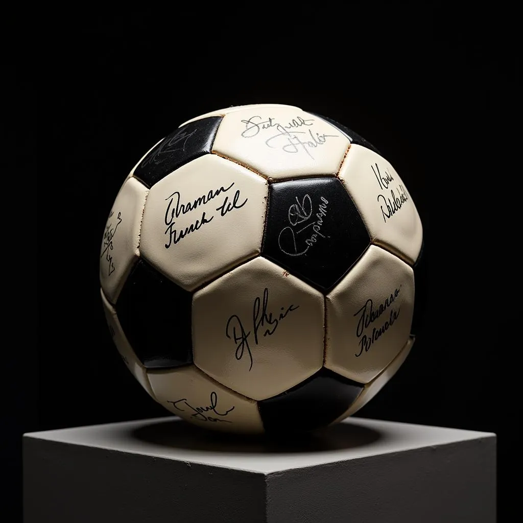 Black and white football signed by Pantera