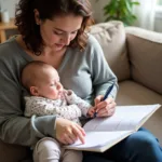 Parent Filling Out Infant Daily Report