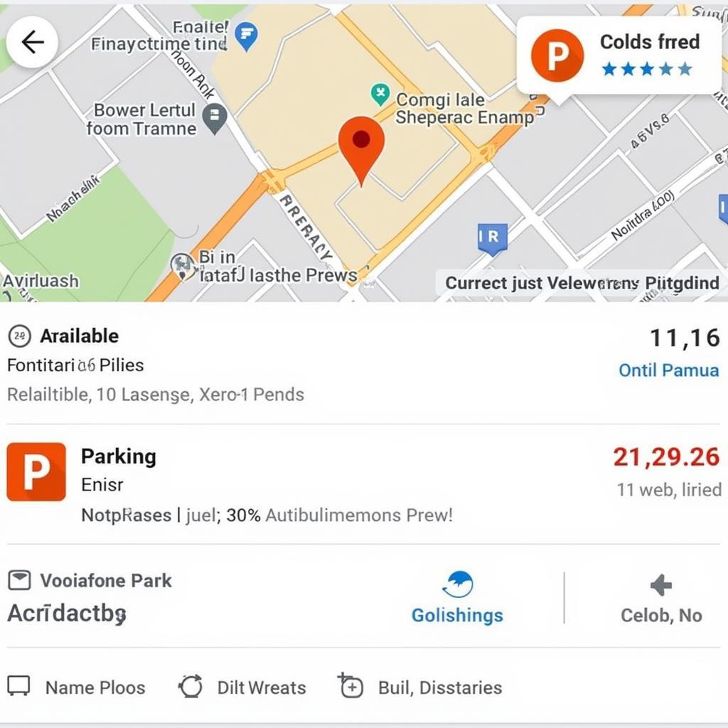 Example of a parking app interface