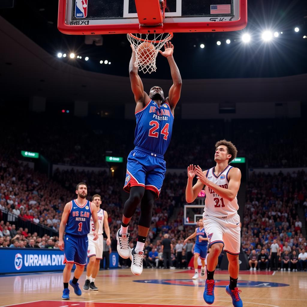 Professional Basketball Player Dunking in Europe