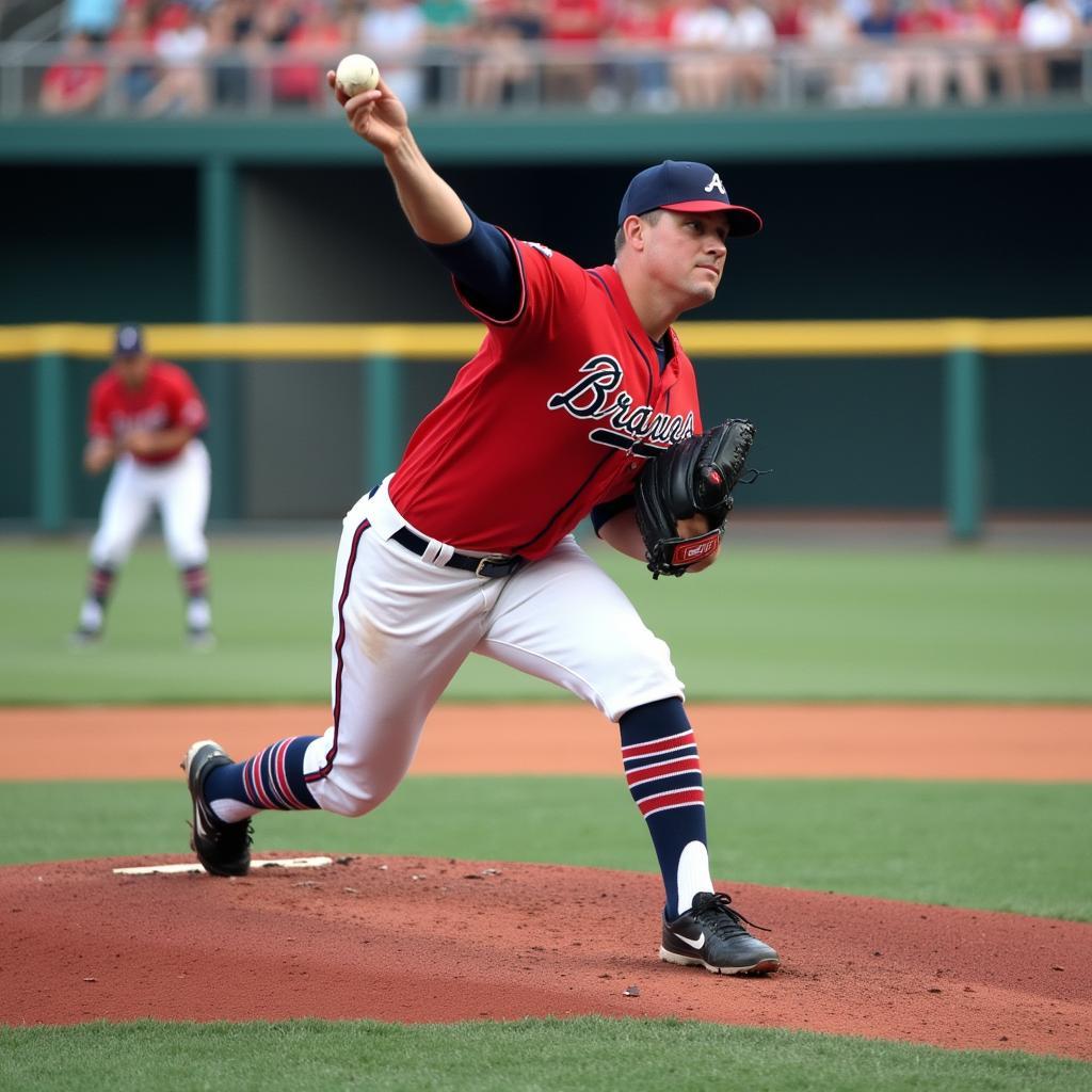 Paul Byrd delivering a pitch during his time with the Atlanta Braves