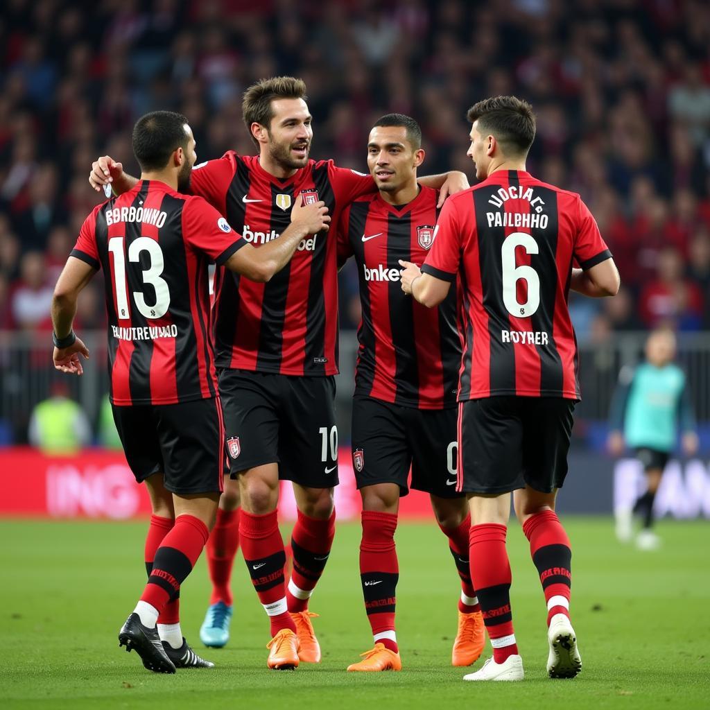 Paulinho celebrates a goal with his Beşiktaş teammates, showcasing the team's unity and spirit