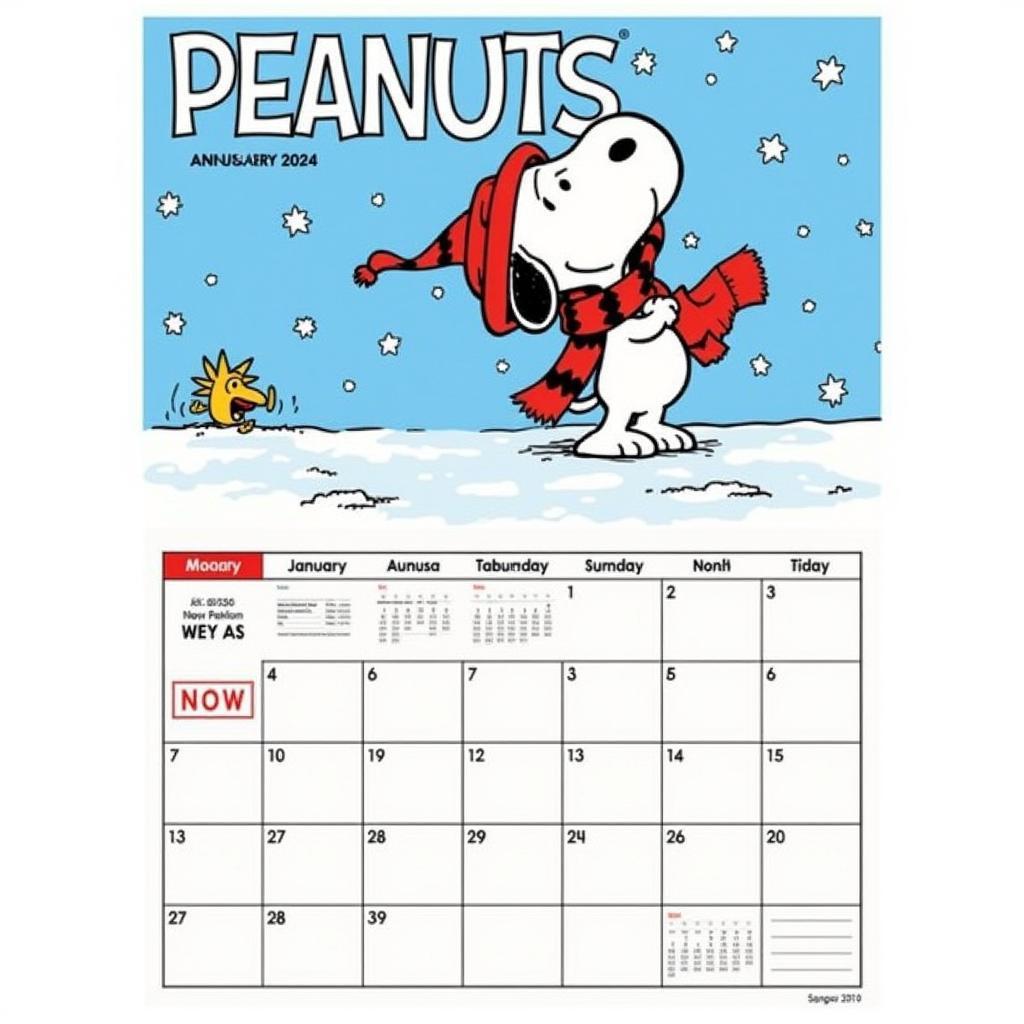 Peanuts 2024 Wall Calendar January Page