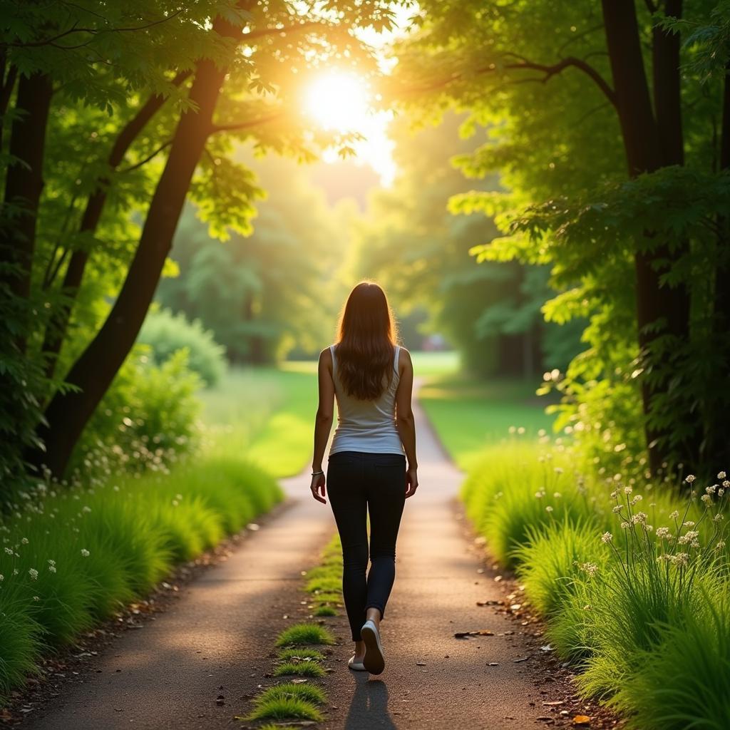 Person Walking in Nature with Hope