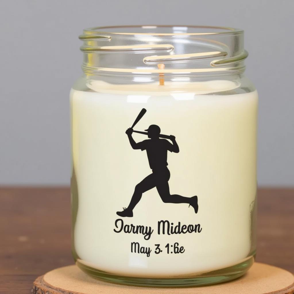 Personalized baseball candle with name and number