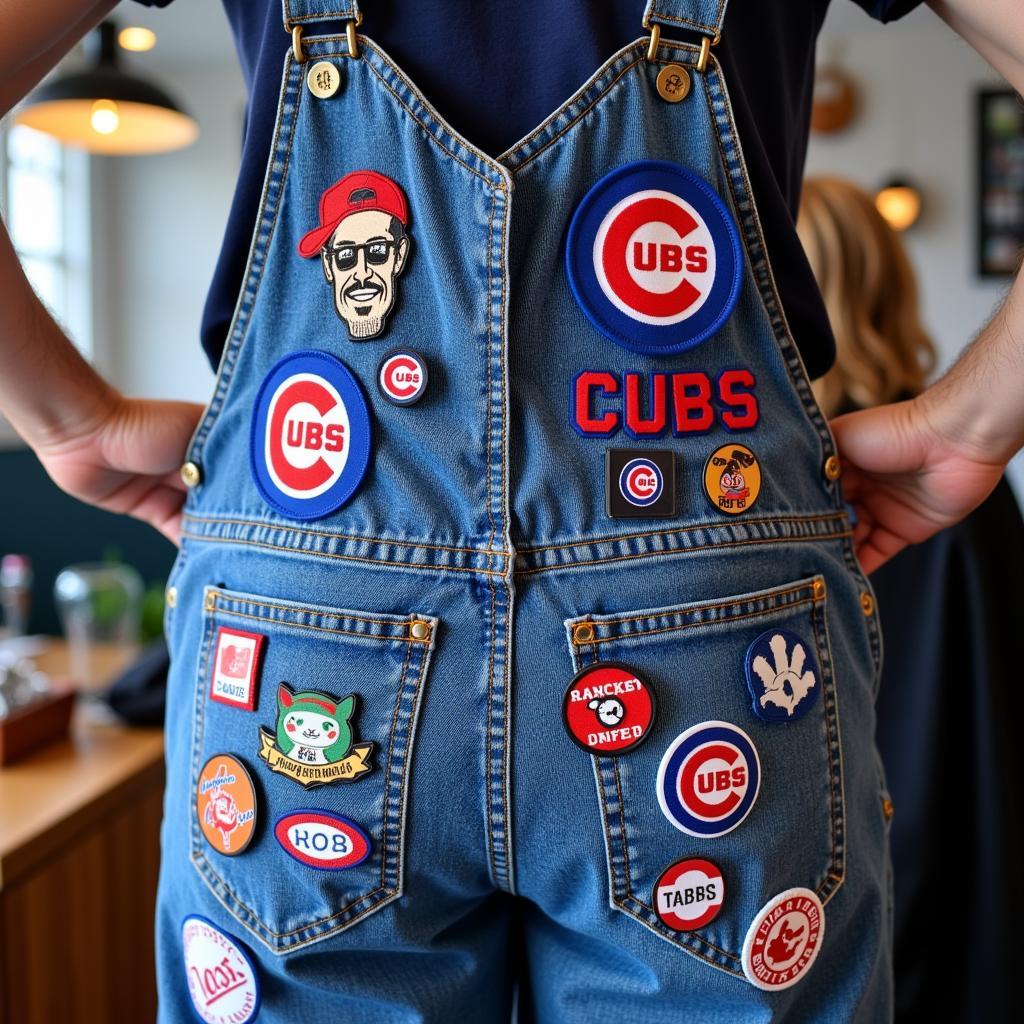 Personalized Chicago Cubs Overalls with Patches and Pins