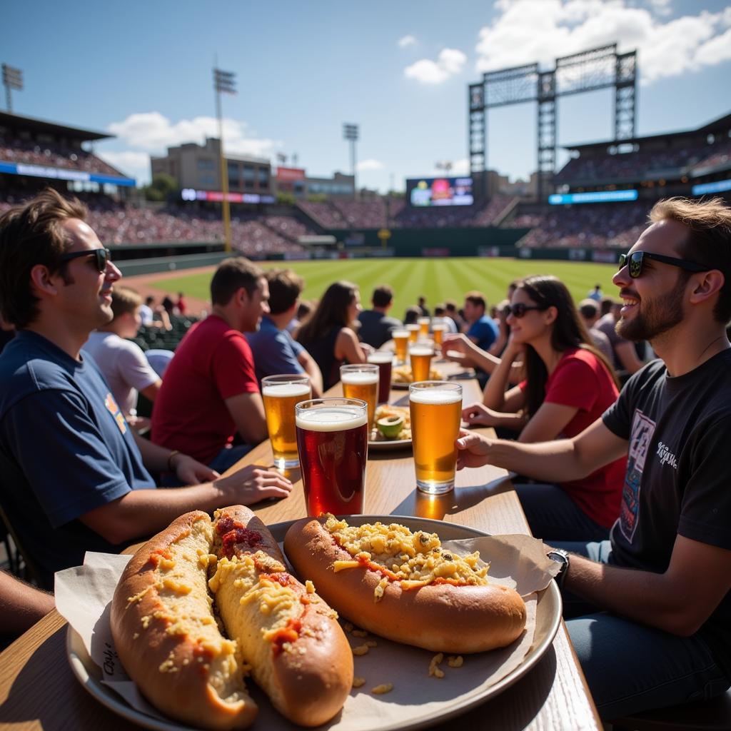 Fans enjoying local craft beer and food at the northeast corner of Petco Park