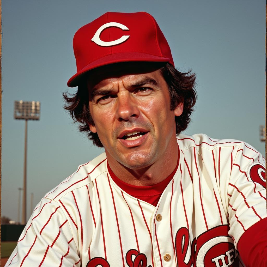 Pete Rose, the "Hit King," in his Cincinnati Reds uniform