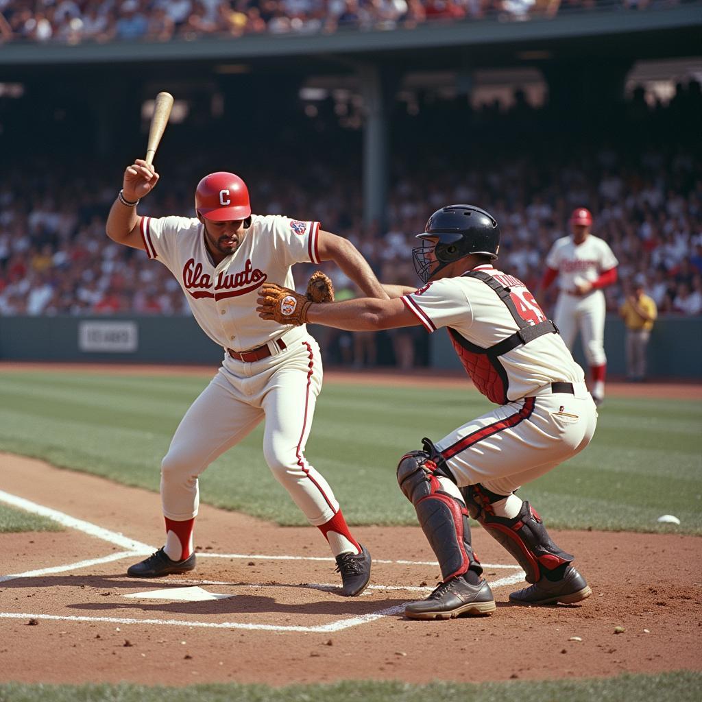 Pete Rose colliding with Ray Fosse in Game 7 of the 1971 World Series