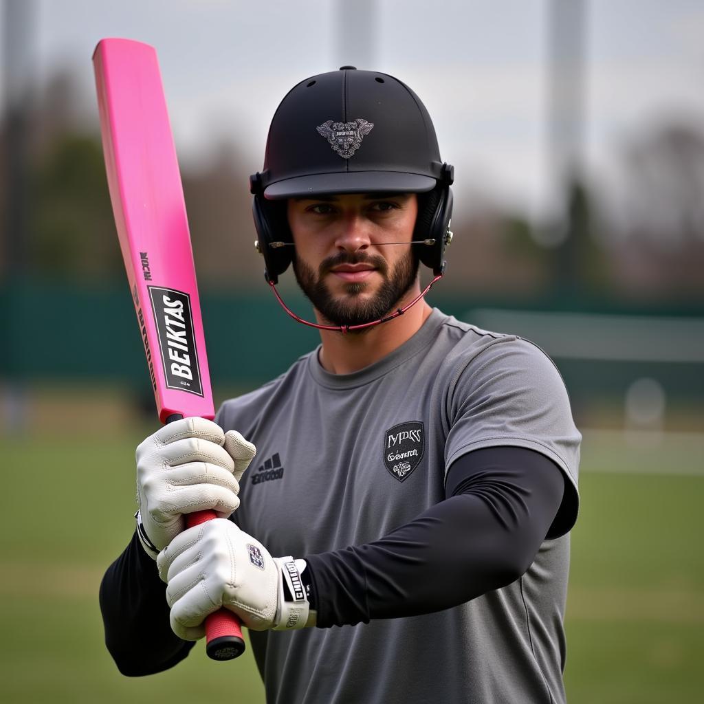 Beşiktaş Player Holding a Pink Wood Bat