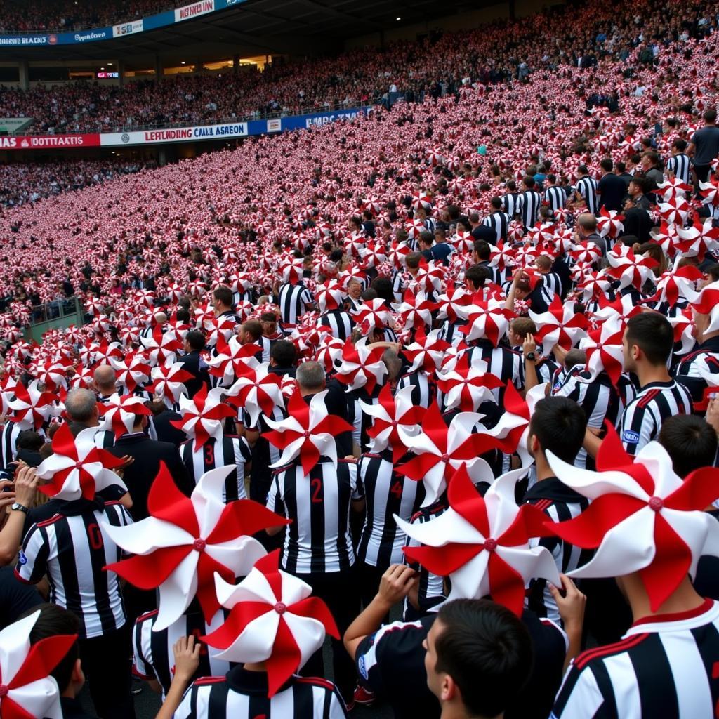 Besiktas fans wearing pinwheel hats