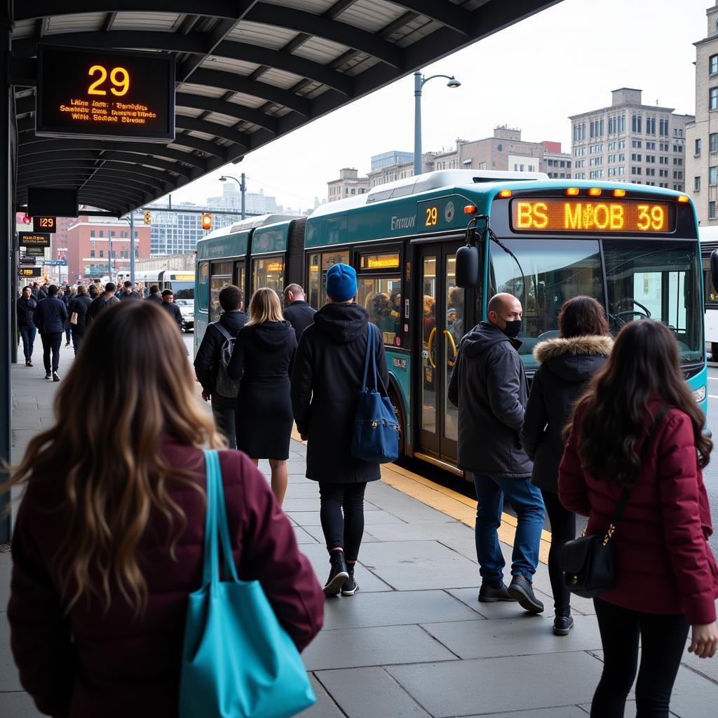 People waiting for the 29 bus in Pittsburgh