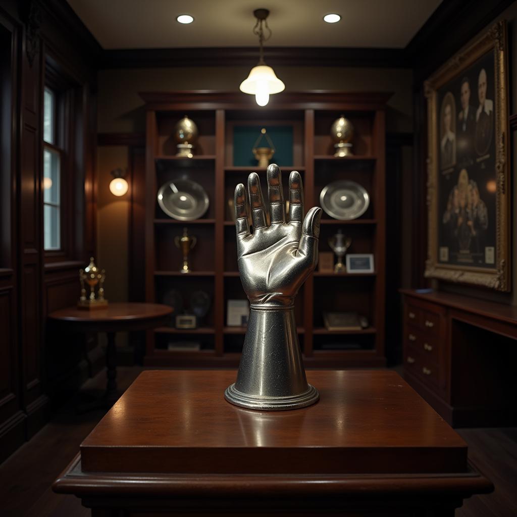 Platinum Glove on display in a trophy case