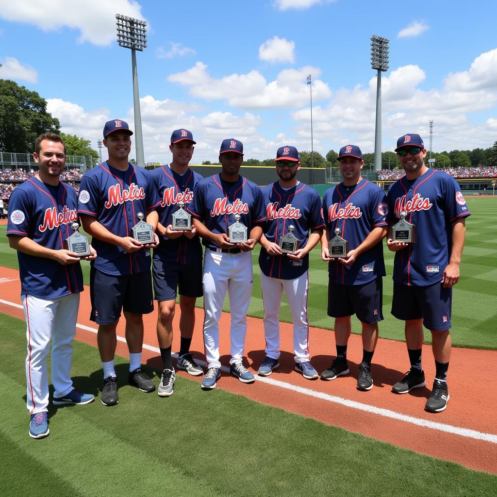 Past Platinum Glove winners celebrate on field