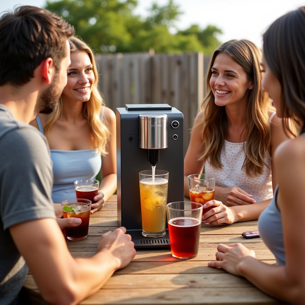 Enjoying Drinks Outdoors with a Portable Soda Machine