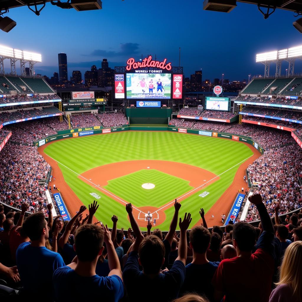 Portland Fans Cheering at a Baseball Game