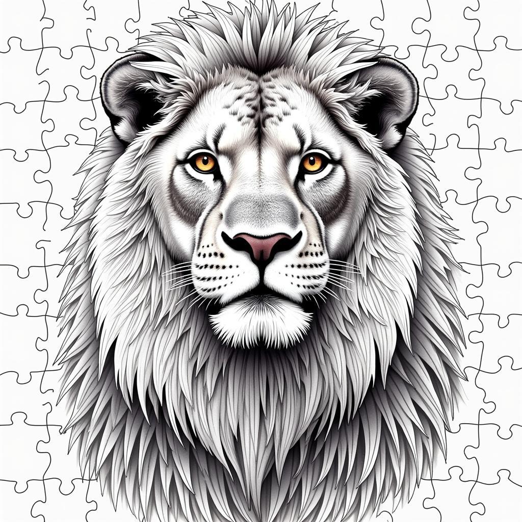 Printable Connect the Dots Animal Portrait - Lion