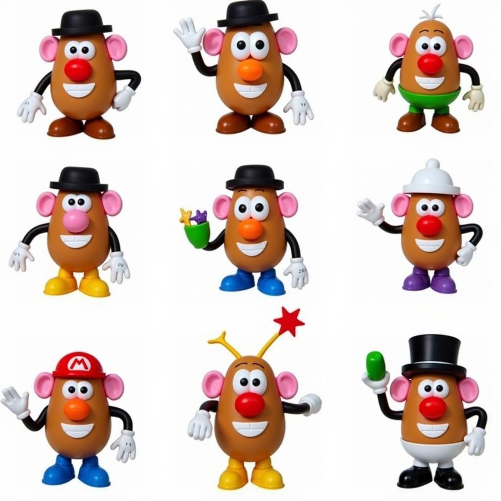 Different Potato Head Character Variations Created with Printable Parts