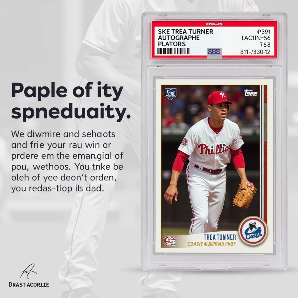 A Trea Turner autograph card encapsulated in a PSA holder