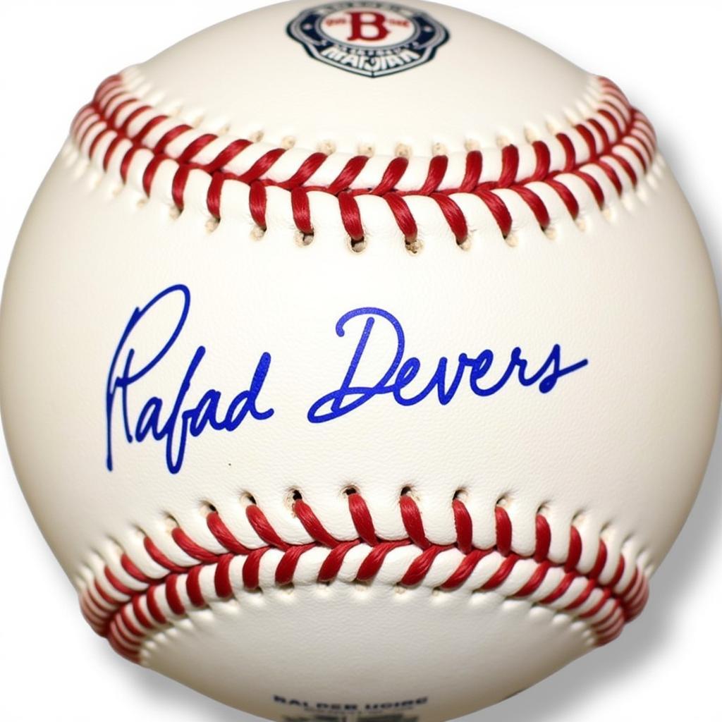 Authenticated Rafael Devers signed baseball with a visible hologram sticker