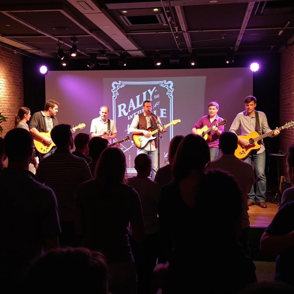 Live band performing on stage at Rally in the Alley