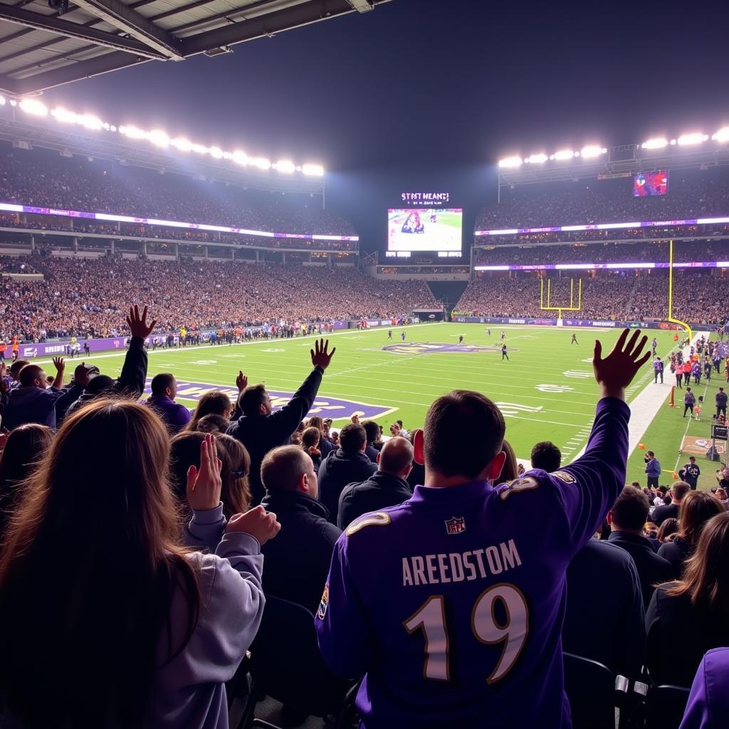 Baltimore Ravens fans celebrating a touchdown at M&T Bank Stadium