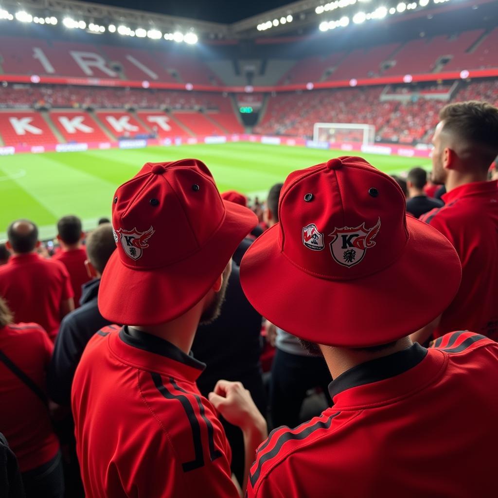 Beşiktaş fans wearing red KC hats