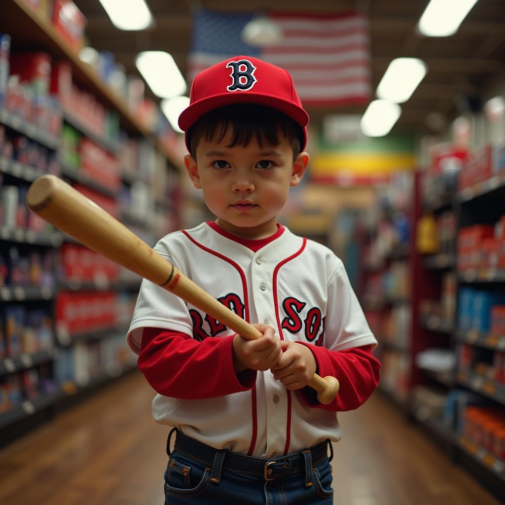 Red Sox Fan Choosing Baseball Bat