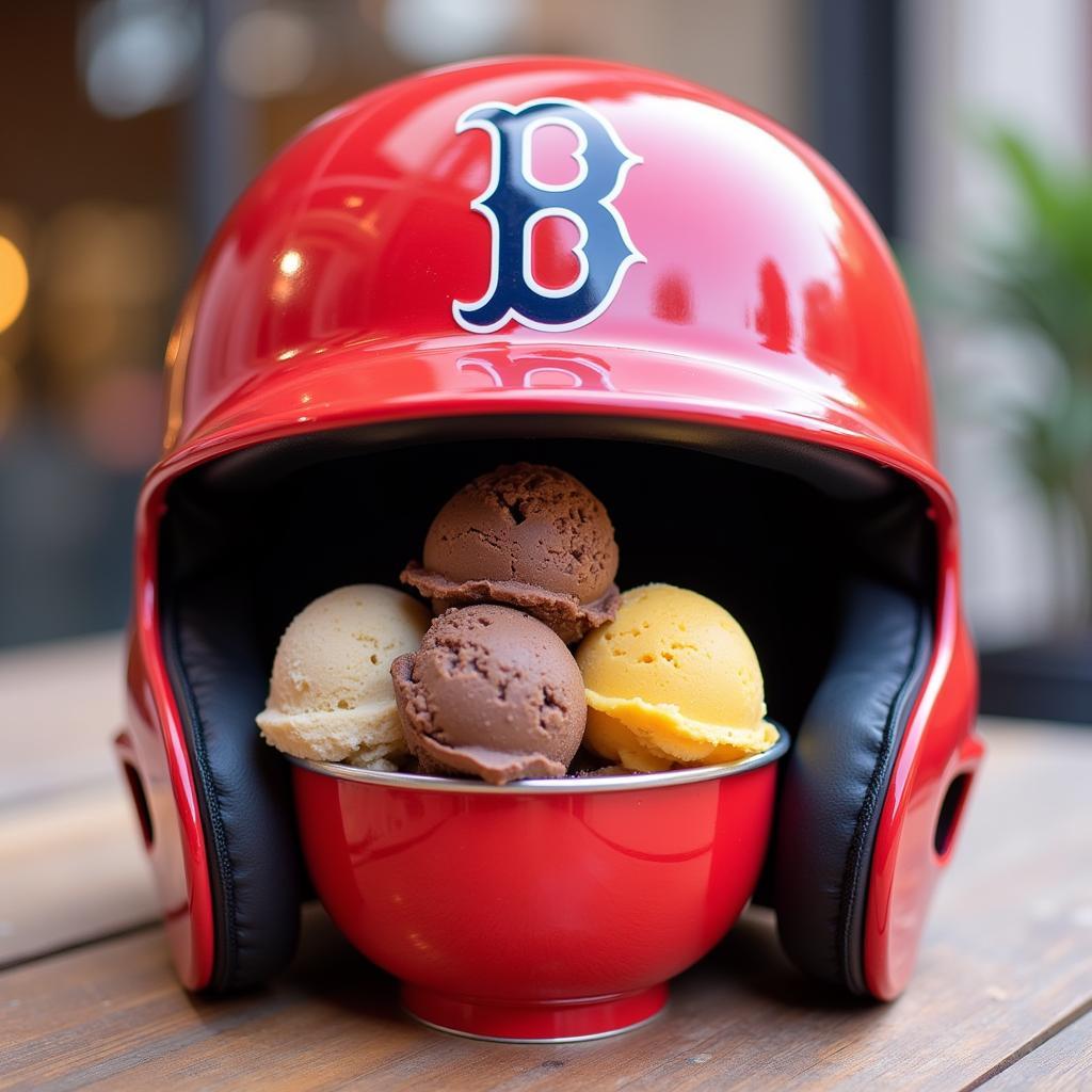 Close-up of a Red Sox Ice Cream Helmet