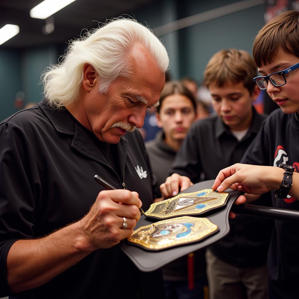 Ric Flair signing autographs for fans