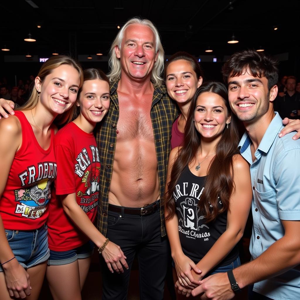 Ric Flair posing with fans at a previous meet and greet