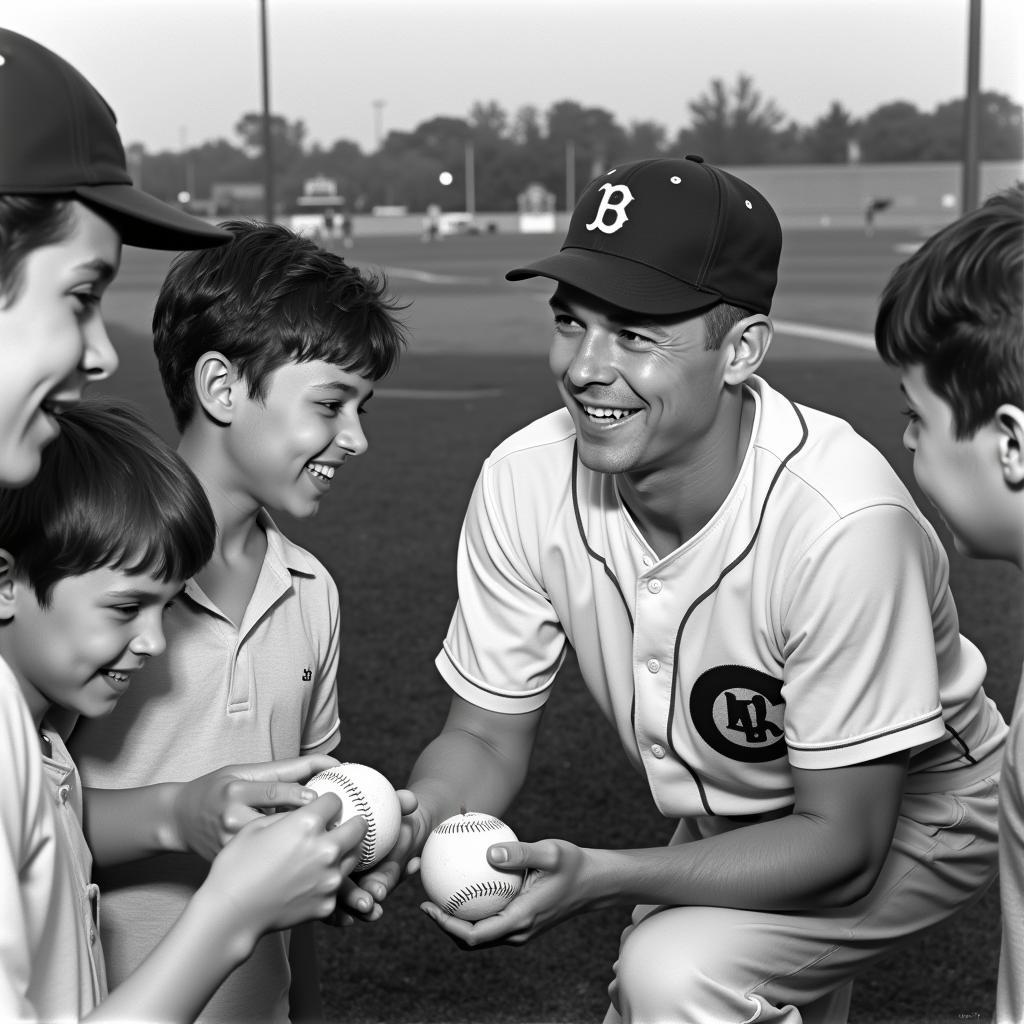 Richie Ashburn Signing Baseballs for Fans