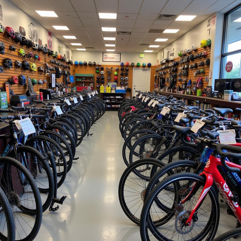 Road bikes on display at Jays Bicycle Shop