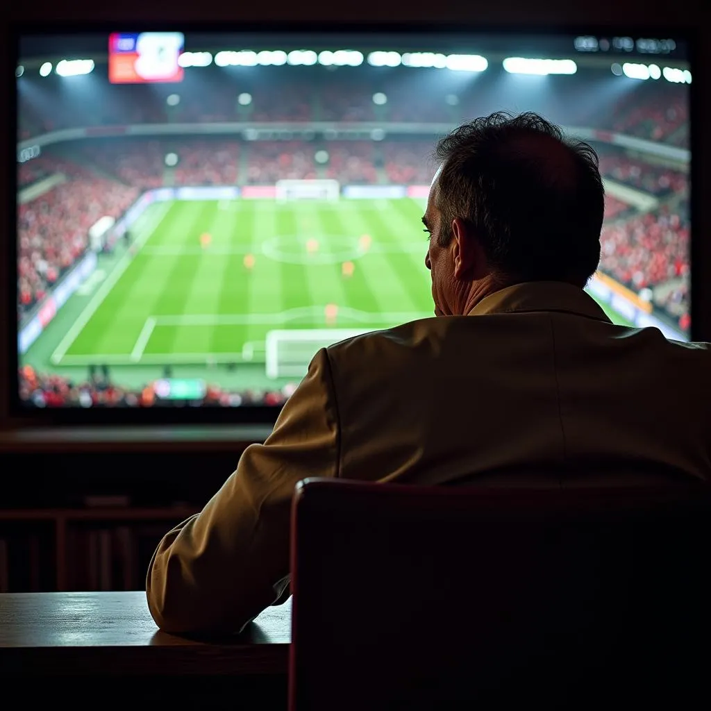 Robin Williams watching a football match