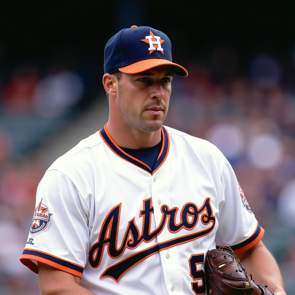 Roger Clemens in his Houston Astros jersey during a game