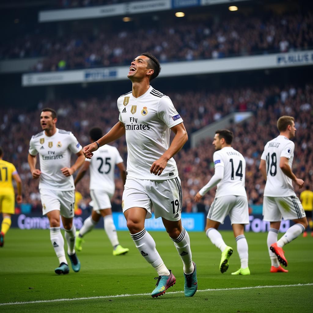 Ronaldo Celebrating a Goal in the 2017 Champions League Final