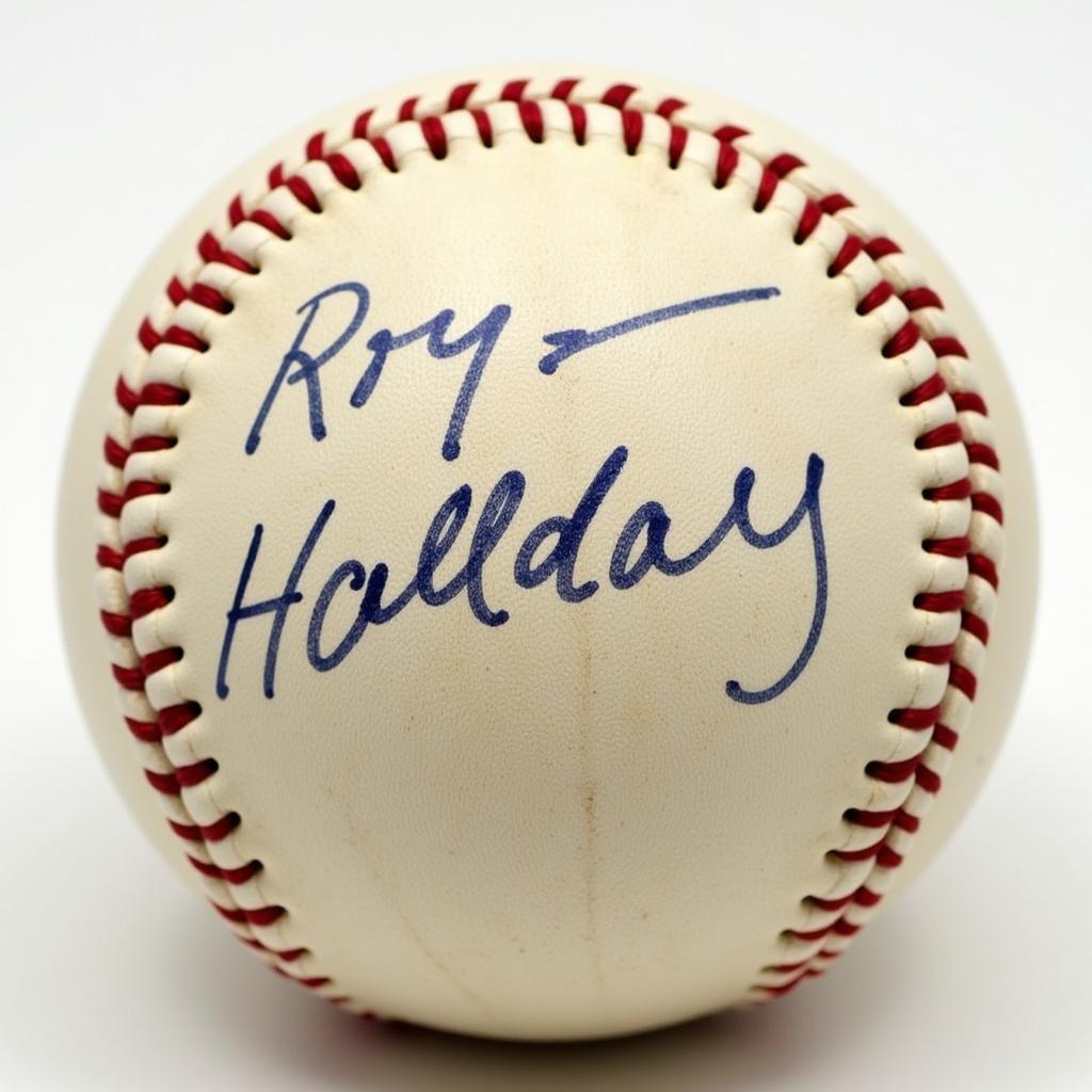 Roy Halladay Signed Baseball Close-Up