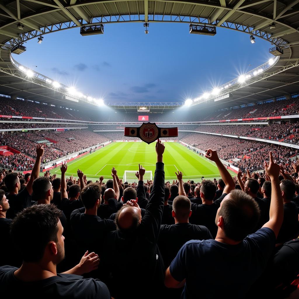 Besiktas fans proudly displaying a giant Ryan Belt in the stadium