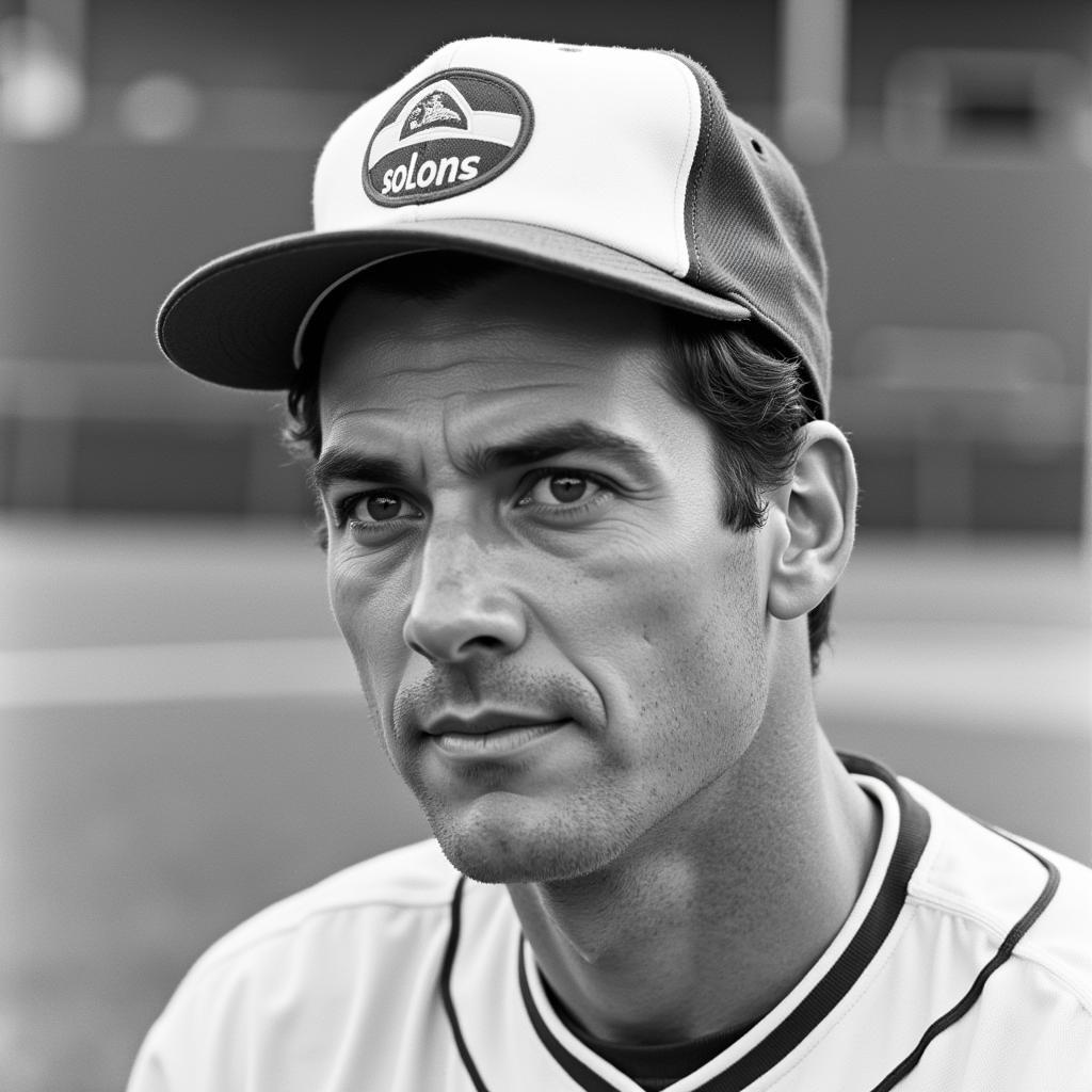 Vintage photo of Sacramento Solons player wearing the iconic hat