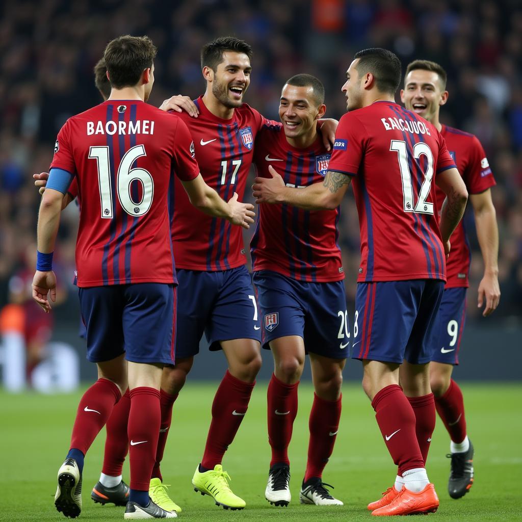 Salih Uçan celebrating with teammates